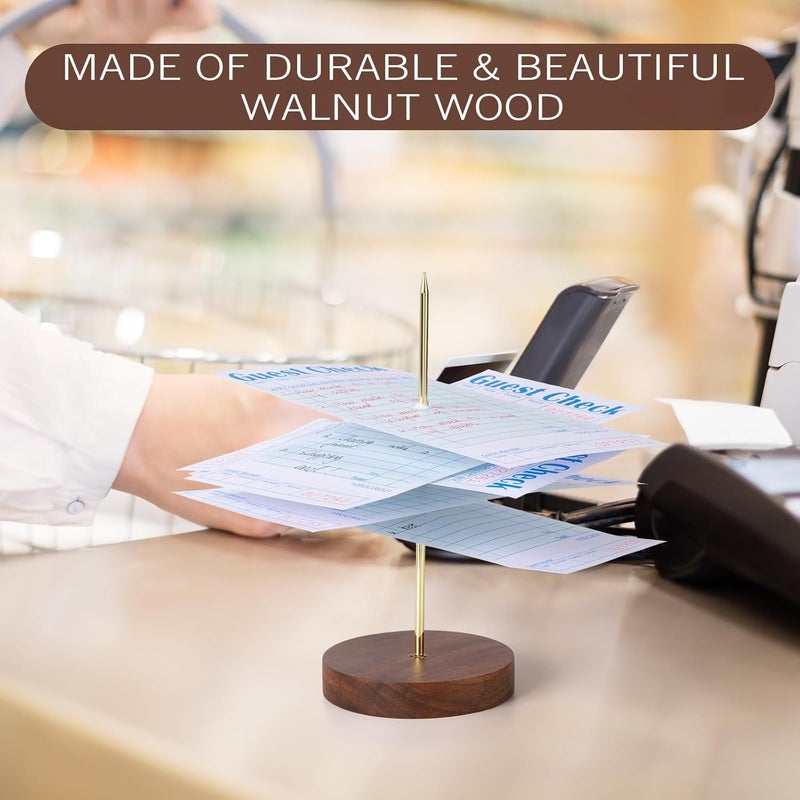 Giftormous Ticket Stabber Receipt Spike for Restaurant - 2 PCS Receipt Holder Bill Fork with Heavy-Duty Wooden Base, Check Spindle for Kitchen Office - Image 2